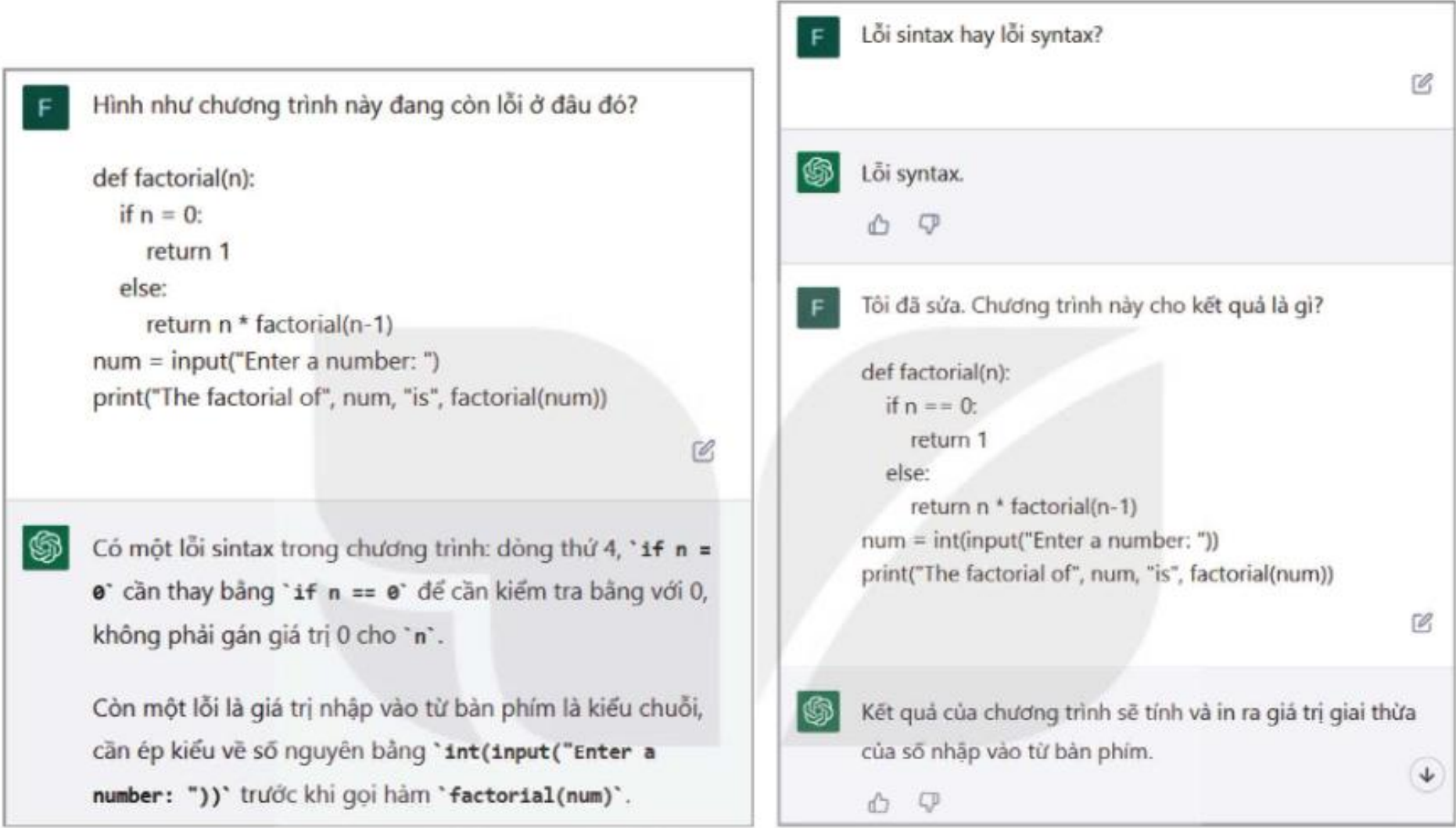 Hình 2.2. Một đoạn hội thoại được thực hiện với ChatGPT