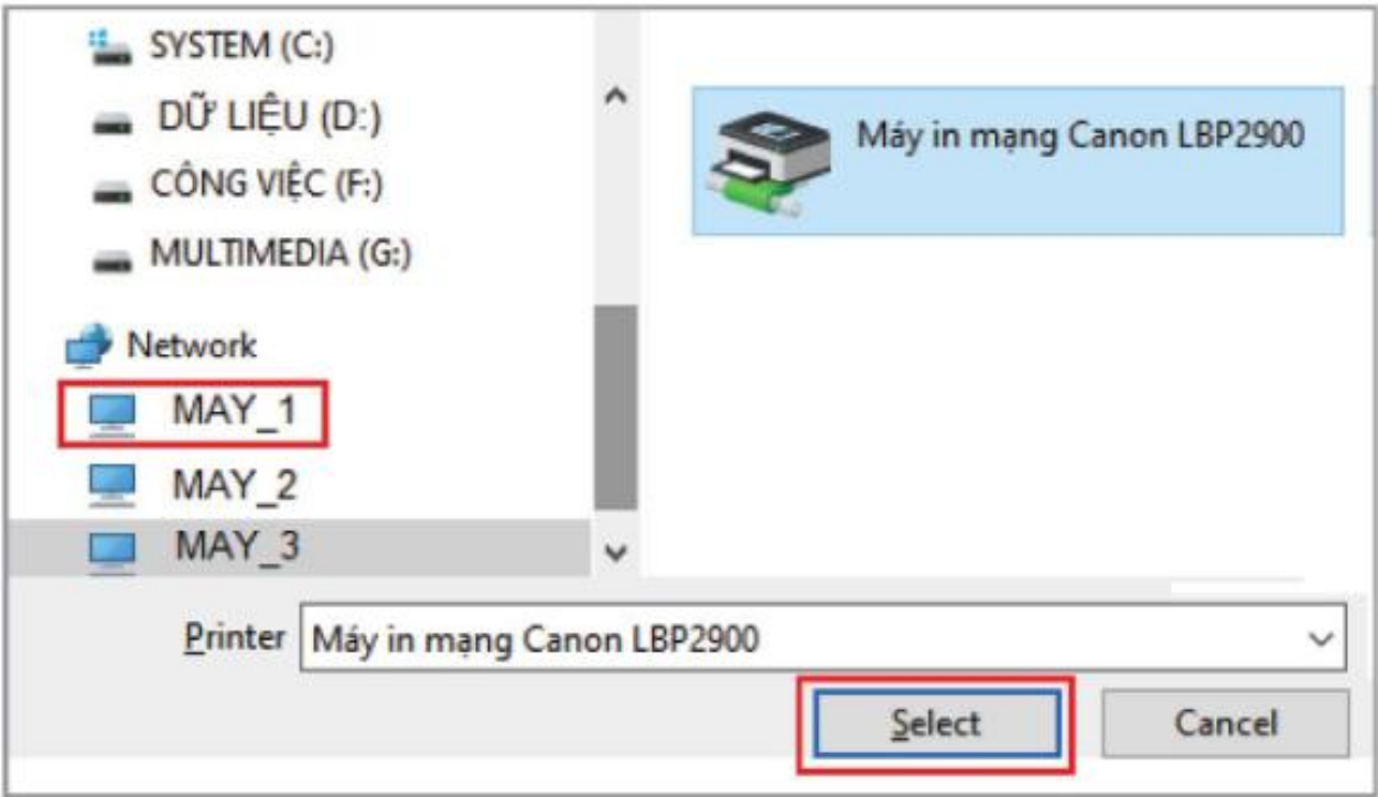 Hình 5.16. Duyệt các máy tính trên mạng bằng Browser rồi tìm máy in mạng