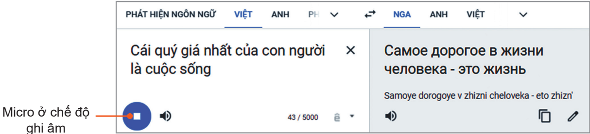 Hình 10.4. Nhập văn bản bằng giọng nói