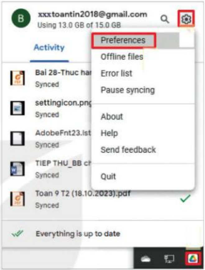 Hình 9.14. Truy cập hộp thoại Preferences