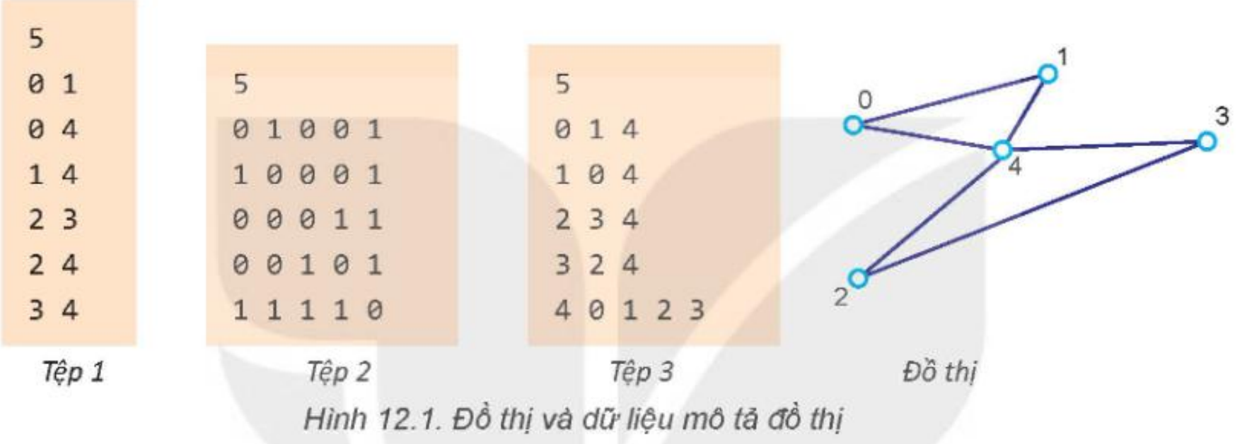Hình 12.1. Đồ thị và dữ liệu mô tả đồ thị