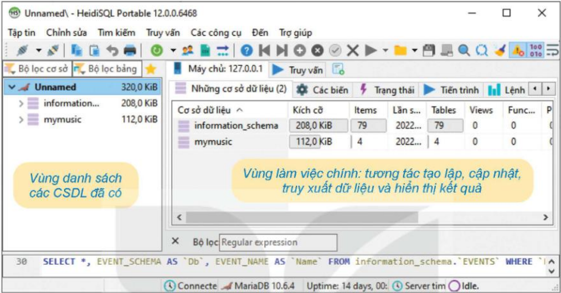 Hình 17.5. Giao diện làm việc của HeidiSQL