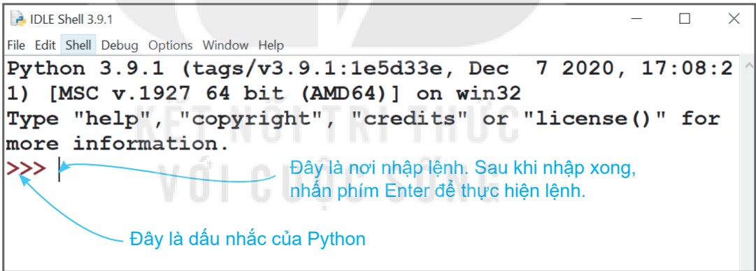 Hình 16.2. Màn hình làm việc của Python