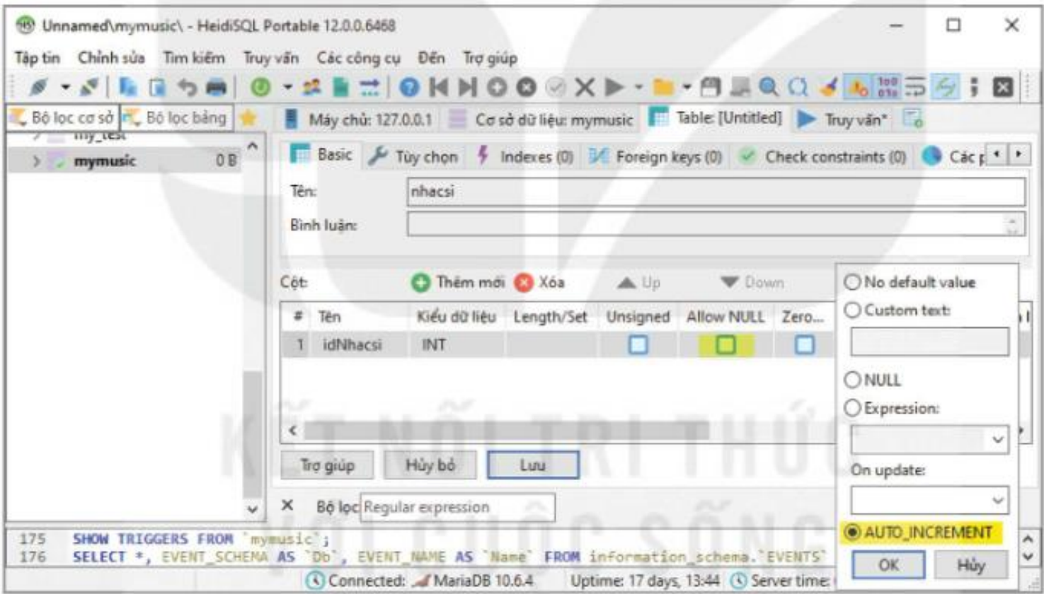 Hình 19.3. Khai báo trường kiểu INT
