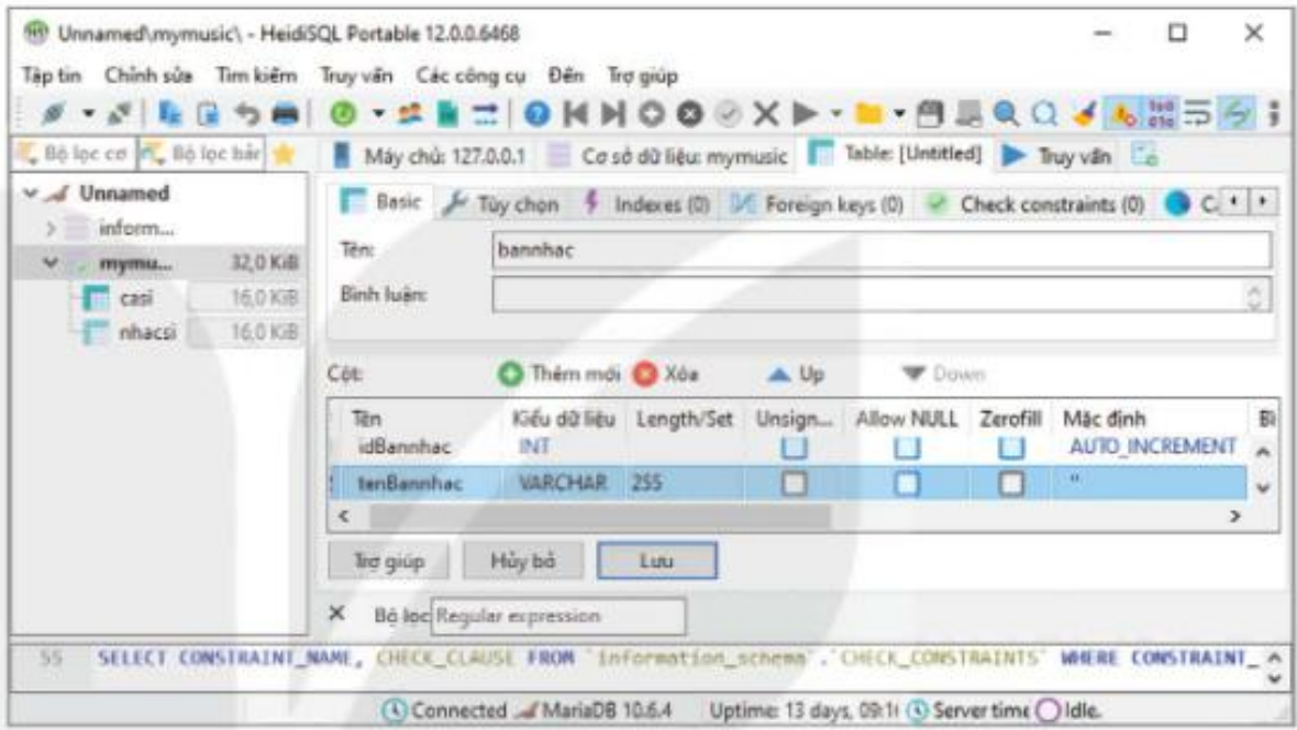 Hình 20.3. Khai báo trường kiểu VARCHAR
