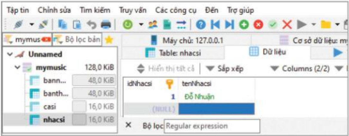 Hình 21.3. Giao diện kết quả nhập dữ liệu