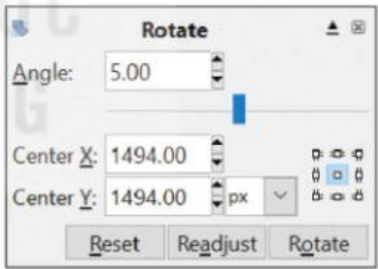 Hình 25.7. Hộp Rotate điều chỉnh thông số quay