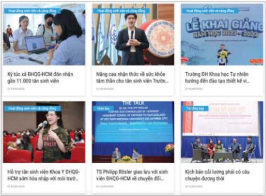 Hình 23.3. Ví dụ phần thân trang web Đại học Quốc gia TP Hồ Chí Minh