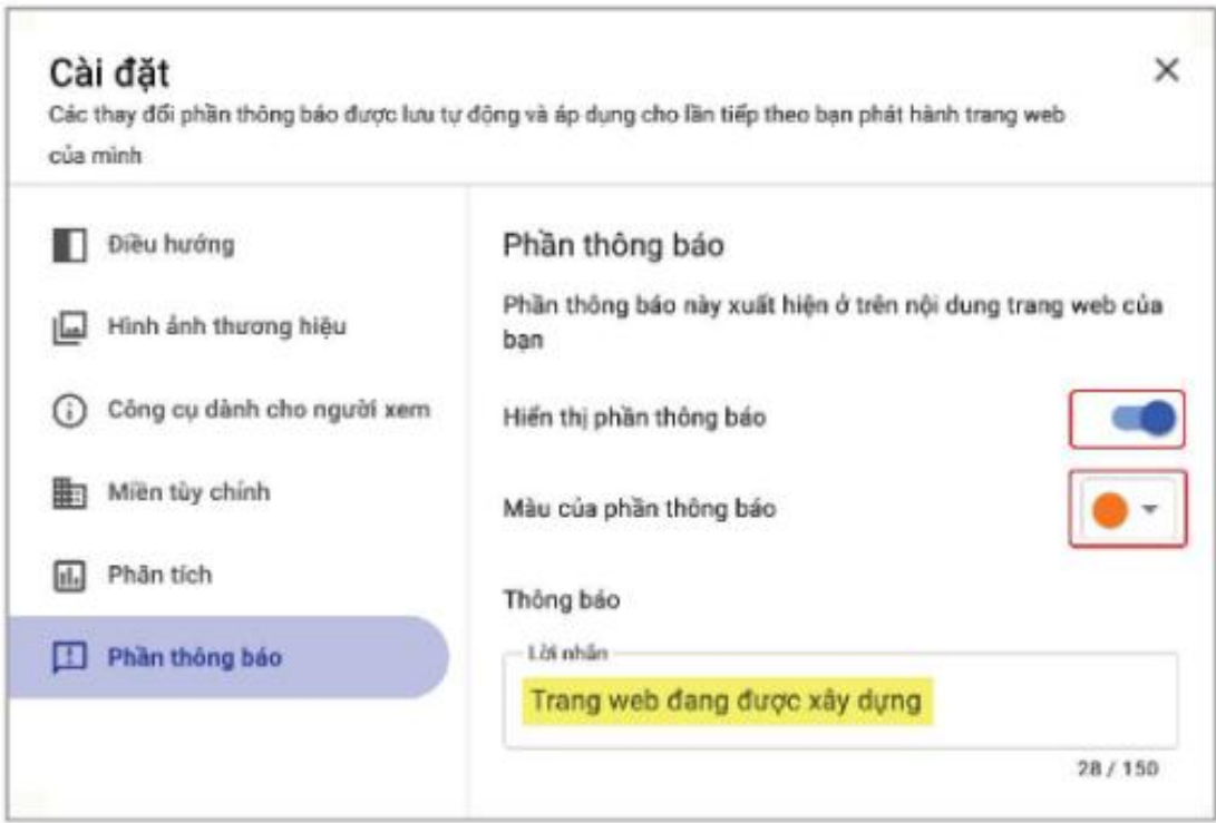 Hình 24.8. Giao diện bảng chọn thêm thông báo