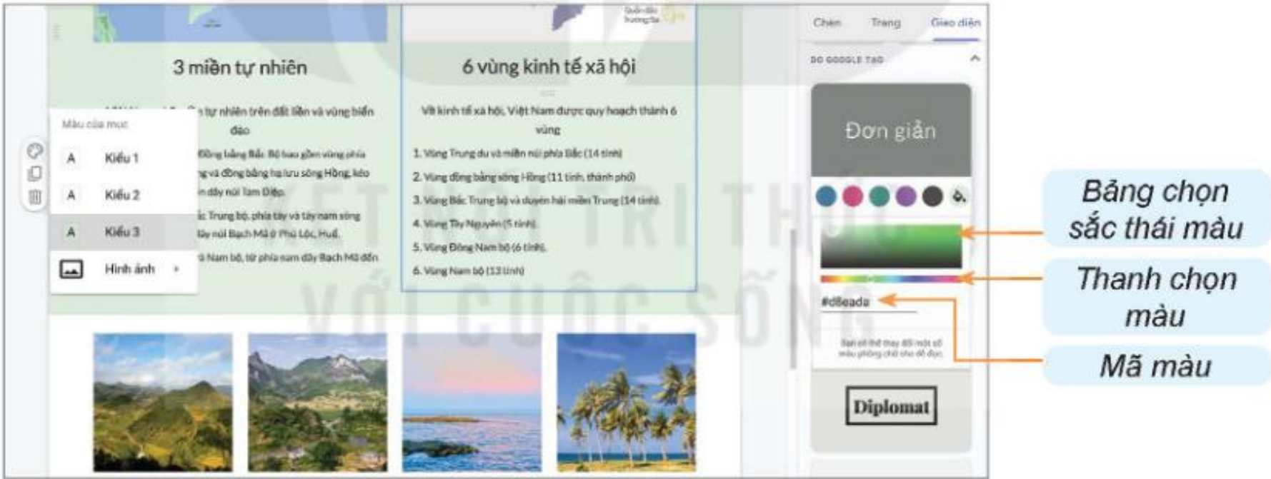 Hình 28.6. Minh hoạ về điều chỉnh màu sắc cho màu Kiểu 3