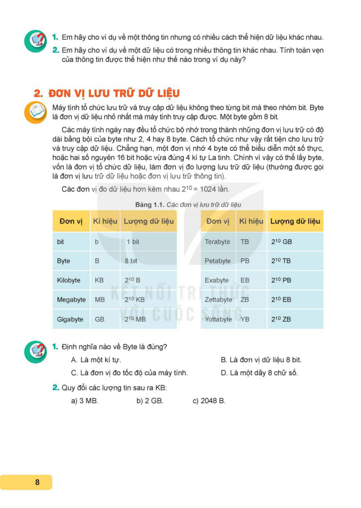 SGK bài 01 – trang 8