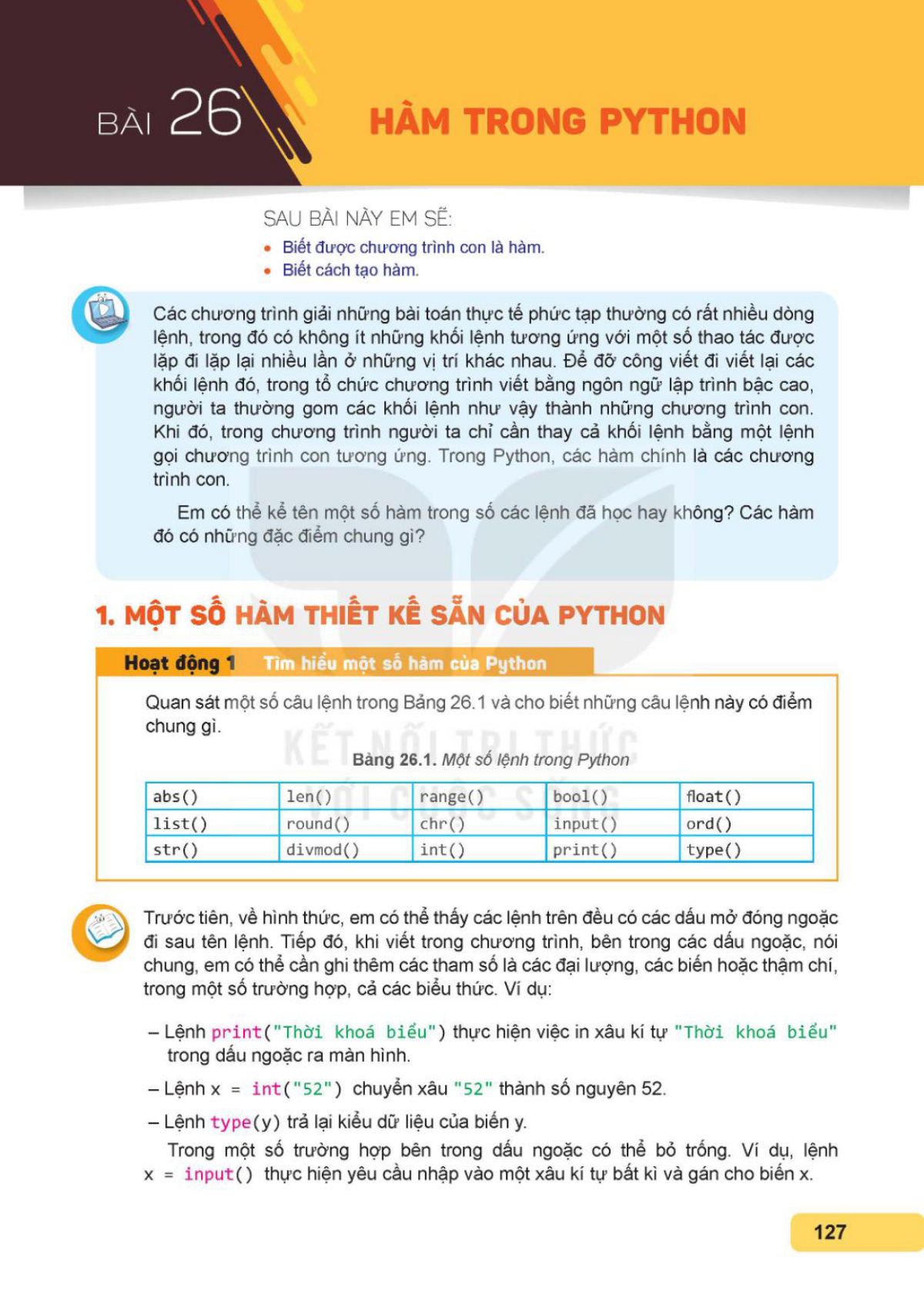 SGK bài 26 – trang 127