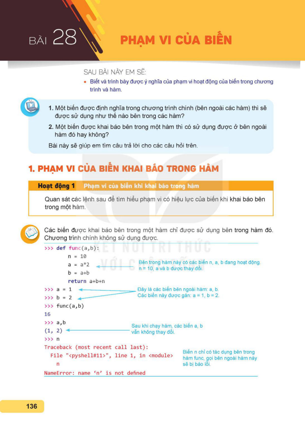 SGK bài 28 – trang 136